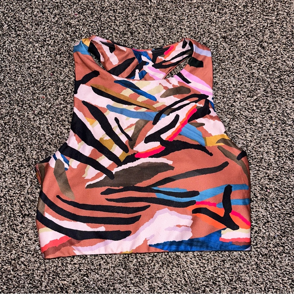 Colorful Abstract Print Crop Top